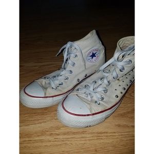 White Metal Studded Converse